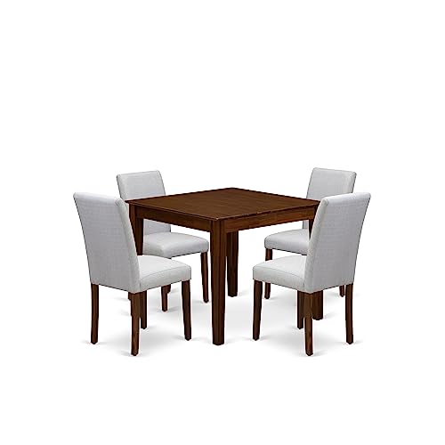 East West Furniture OXAB5-AWA-05 5 Piece Kitchen Table Set for Small Spaces Includes a Square Modern Dining Table and 4 Parson Kitchen Chairs, 36x36 Inch, Antique Walnut East West Furniture
