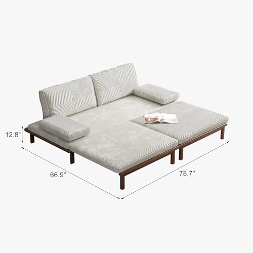 Lartis 78.7" Sofa Bed, Sleeper Pull Out Couch, Modern Couch Convertible Modern Futon for Living Room/Apartment/Bedroom, Modular Design Sofa,Full Solid Wood Frame Lartis