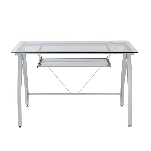 Realspace® Vista 48"W Glass Computer Desk, Silver Realspace