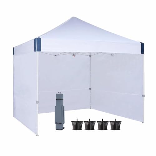 OUTDOOR WIND 10x10 Pop Up Canopy Tent with Sidewalls, Heavy Duty Commercial Instant Tent with Sand Bags for Deck, Party, Camping, Backyard, Playground, White OUTDOOR WIND