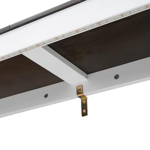 HZXINKEDZSW Twin Size Murphy Bed with LED Light,Can be Folded into a Cabinet,Modern Hidden Wall Bed Frame for Bedroom Apartment Studio Guest Room,Easy Assembly (White+Brown-18, Twin) HZXINKEDZSW