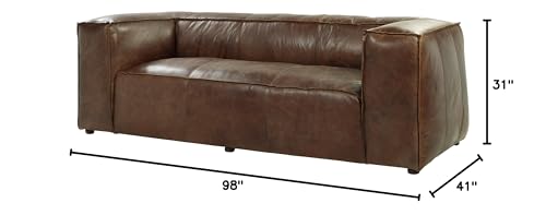 ACME Brancaster Sofa - - Retro Brown Top Grain Leather Acme