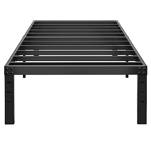ALDRICH 14 Inch Metal Twin Bed Frame - Single Black Basic Steel Slats Platform, Easy Assembly Heavy Duty Noise Free Bedframes, No Box Spring Needed ALDRICH