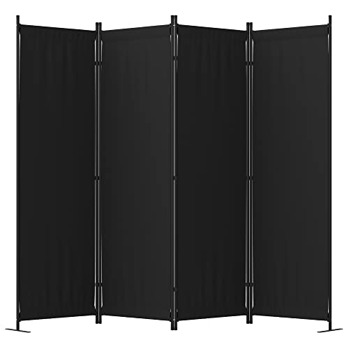 Room Divider, 4 Panel Folding Privacy Screen, 88” Portable Separating with 3 Metal Feet, Partition Room Dividers, Lightweight Freestanding Wall Divider Screen for Office Bedroom Hospital(Black) Phonjoroo
