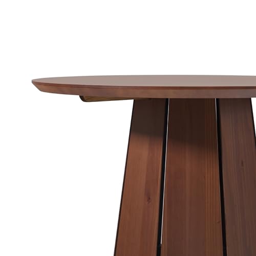 Walker Edison Modern Paneled-Wood Pedestal Base Round Top Dining Table, 48 Inch, Brown Walker Edison