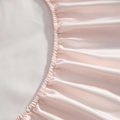 Laura Ashley - Full Sheet Set, 100% Soft & Silky Smooth Satin Bed Sheets, Deep Pockets, Bedding with Matching Fitted Sheet & Pillowcases (Bliss Pink) Laura Ashley