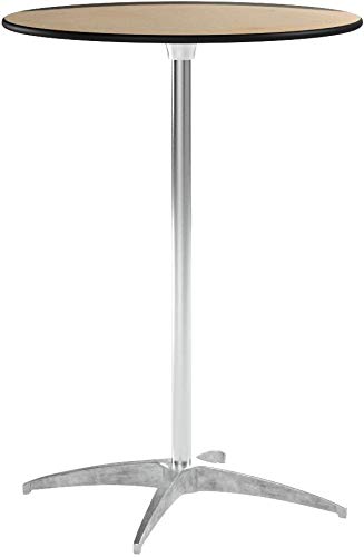 Flash Furniture Lars 30'' Round Wood Cocktail Table with 30'' and 42'' Columns, Adjustable Wood Bar Height Table for Events or Home Use, Natural Flash Furniture