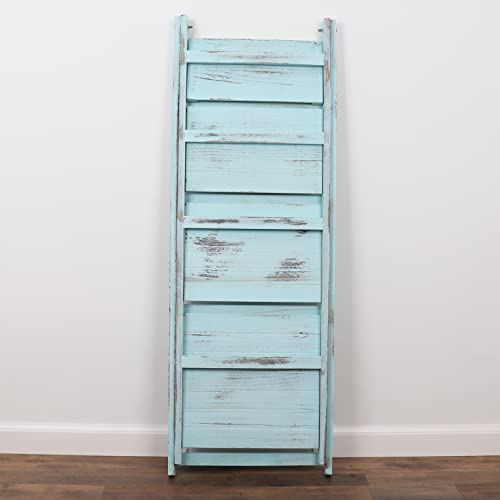 Milltown Merchants Ladder Shelf - Distressed Bookshelf - Rustic Ladder Bookshelf - Leaning Bookshelf for Rustic Home Decor (Turquoise) Milltown Merchants