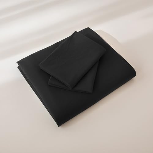 JIYUAN 100% Washed Cotton Duvet Cover Set 3 Pieces King, 1 Duvet Cover 104x90 Inches(Comforter Not Included) and 2 Pillowcases,Linen Feel Bedding Set Comfy and Breathable,Black JIYUAN