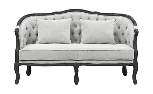 Acme Furniture Upholstered Loveseat with Button-Tufted Back, Gray and Dark Brown Acme