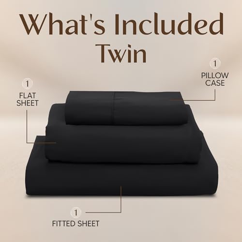 Utopia Bedding Twin Sheet Set – 3 Piece Bed Sheets for Twin Size Bed, Soft and Breathable Microfiber, Includes 1 Fitted Sheet, 1 Flat Sheet and 1 Pillowcase (Black) Utopia Bedding