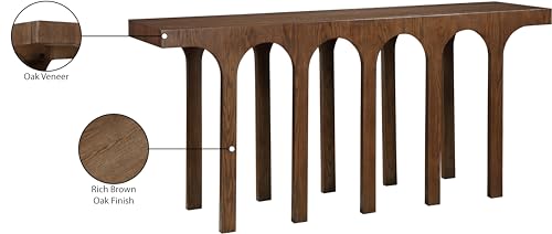 Meridian Furniture 99076Brown-T Westfield Collection Art Deco Console Table with Rich Brown Finish, Oak Veneer, Mixture of Solid Wood and MDF, 70" W x 18" D x 31" H, Brown Meridian Furniture