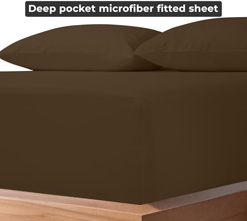 Royale Linens Fitted Sheet Twin - Ultra Soft 1800 Brushed Microfiber - Hotel Luxury Bottom Sheets - Wrinkle Free & Fade Resistant - Deep Pocket Fitted Sheet Only (Twin, Chocolate) ROYALE LINENS