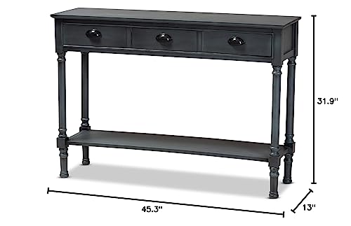 Baxton Studio Garvey French Provincial Grey Finished Wood 3-Drawer Entryway Console Table Baxton Studio