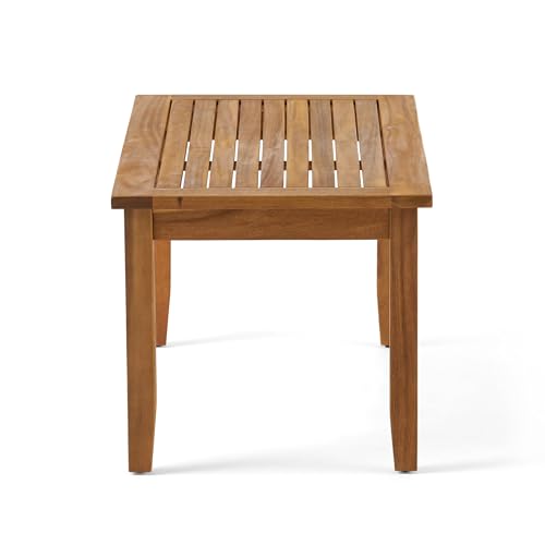 Christopher Knight Home Peyton Outdoor Acacia Wood Loveseat and Coffee Table Set with Water Resistant Cushions, Teak Finish / Beige Christopher Knight Home