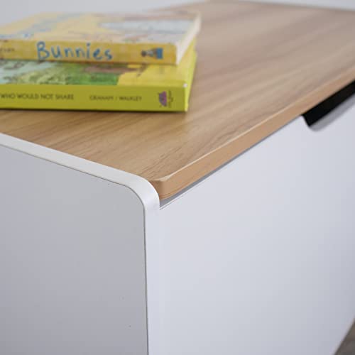 Humble Crew Expedition Hinged Toy Storage Chest with Lid, White & Natural Wood Humble Crew