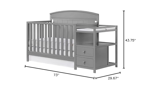 Oxford Baby Pearson 4-in-1 Convertible Crib & Changing Station, Dove Gray, GreenGuard Gold Certified Oxford Baby
