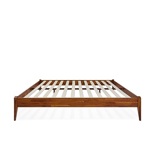 Bme Dinkee 15-Inch Dark Chocolate Solid Wood Queen Platform Bed Frame with Minimalist Japanese Joinery Bme