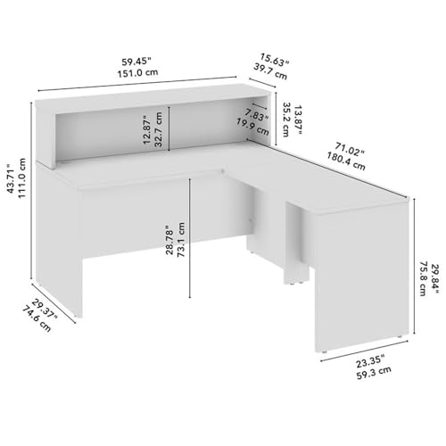 Bush Business Furniture Office 500 72W L Shaped Executive Desk with Drawers in Modern Hickory Bush Furniture