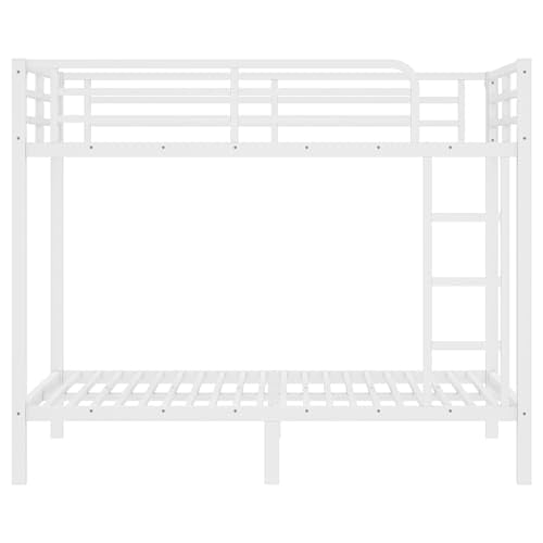 Bellemave Full Over Full Bunk Beds for Adults with Ladder & Full-Length Guardrails, Metal Heavy Duty Full Size Bunk Bed Frame with Sturdy Slats, Noise Free, No Box Spring Needed, White Bellemave