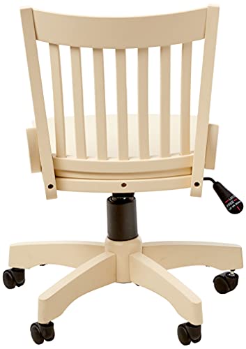 OSP Home Furnishings Deluxe Armless Wood Banker's Desk Chair with Adjustable Height, Locking Tilt, and Heavy Duty Base, Antique White Office Star Products