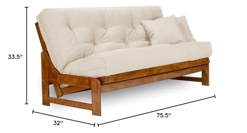 Arden Futon Set - Full Size, Frame, 8" Mattress, Twill Ivory Cover Nirvana Futons