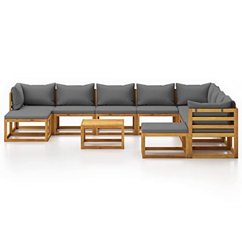 EVERSTRO 11 Piece Patio Lounge Set with Cushion Solid Acacia Wood,Versatile Outdoor Acacia Wood Lounge Set for Patio or Garden with, Table Outdoor Furniture Sets, Patio Furniture Sets EVERSTRO