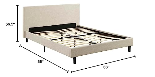 Modway Anya Upholstered Beige Platform Bed with Wood Slat Support in Queen Modway