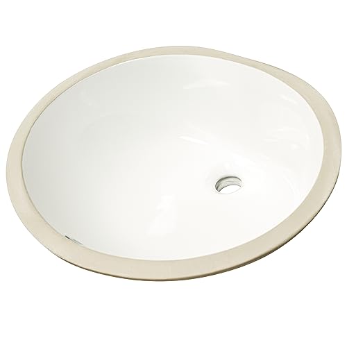 MSI 17 inch x 14 inch Oval Porcelain Ceramic Undermount Bathroom Vanity Vessel Sink, White MSI
