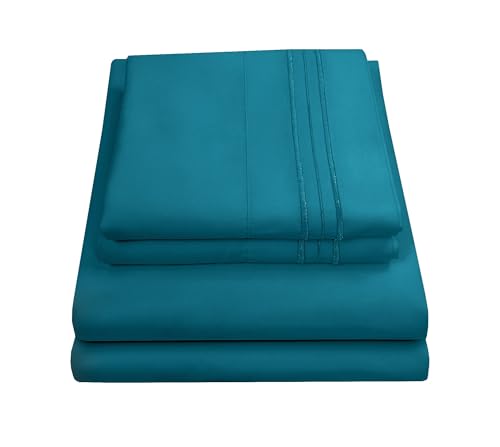 Queen Size Bed Sheets - Breathable Luxury Sheets with Full Elastic & Secure Corner Straps Built In - 1800 Supreme Collection Extra Soft Deep Pocket Bedding Set, Sheet Set, Queen, Teal