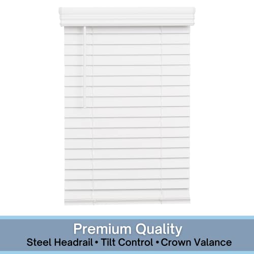 Lotus & Windoware Cordless, 2 Inch Faux Wood Blind, 14" Wide x 84" Long, Window Blinds, Blinds & Shades, Blinds for Indoor Windows, Smooth, Bright White - 14" x 84",Bright White LOTUS & WINDOWARE