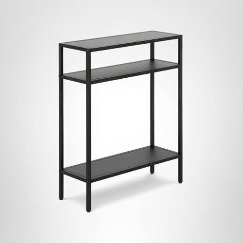 Henn&Hart 22" Wide Rectangular Console Table with Metal Shelves in Blackened Bronze, Entryway Table, Accent Table for Living Room, Hallway Henn&Hart