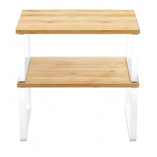 SONGMICS Cabinet Organizer Shelf, Set of 2 Kitchen Counter Shelves, Kitchen Storage, Spice Rack, Stackable, Expandable, Metal and Engineered Wood, Cloud White and Natural Beige UKCS02NW SONGMICS