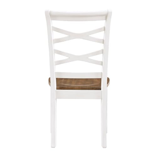 Lexicon Dining Table Set for 6 with Cross Back Chairs, 7 Piece Farmhouse Kitchen Table Set, Solid Wood Dining Room Table and Chairs Set of 6 for Home, Dining Room, Kitchen, Cherry/White Lexicon