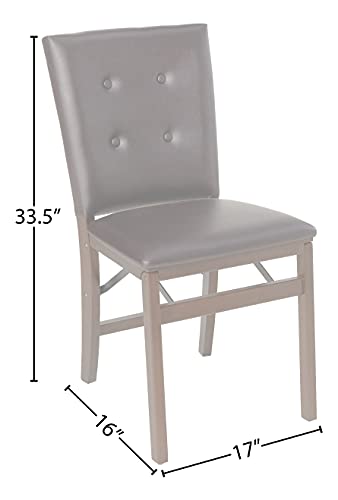 Meco STAKMORE Parson’s Folding Chair Espresso Bonded Leather Finish, 16D x 17W x 33.5H in, Set of 2 MECO