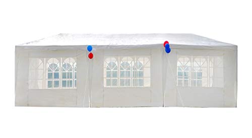 GOJOOASIS Canopy Tent Wedding Party Tent White Outdoor Gazebo (10' x 30' with 8 Walls) GOJOOASIS
