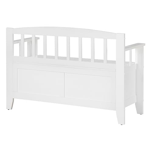 OSP Home Furnishings Metro Mission Style Wood Entry Way Bench with Storage, Sierra Snow White Finish OSP Home Furnishings
