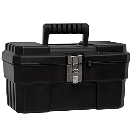 Akro-Mils 09514 ProBox 14-Inch Plastic Toolbox for Tools, Hobby or Craft Storage Toolbox with Removable Tray, 14-Inch x 8-Inch x 8-Inch, Black Akro-Mils
