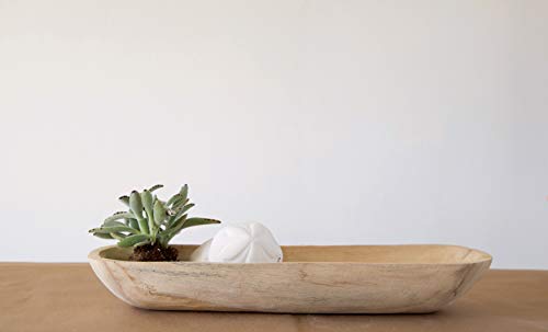 Creative Co-Op Paulownia Wood Oval Bowl | Brown | 22.75" L x 6" W x 3.25" H | Creative Co-Op