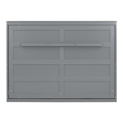 MERITLINE Full Horizontal Murphy Chest Bed,Wood Folding Grey Murphy Bed Cabinet for Adults No Box Spring Needed MERITLINE