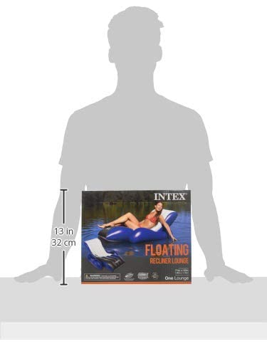 Intex Inflatable Lounge Pool Recliner Lounger Chair with Cup Holders - Heavy-Duty Float Raft for Adults, 220 Lb Capacity Large Floating Tanning Chair Intex