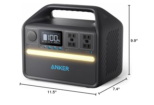Anker 535 Portable Power Station, 512Wh Solar Generator (Solar Panel Optional) with LiFePO4 Battery Pack, 500W 9-Port Powerhouse, 4 AC Outlets, 60W USB-C PD Output, LED Light for Outdoor Camping, RV Anker