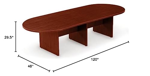 NBF 10L Conference Tables with Eight Seats - Laminate Conference Room Tables - Durable Office Meeting Table - Training Tables for Brainstorming Collaboration Sessions (48"D x 120"W x 29.5"H, Mahogany) nbf signature series