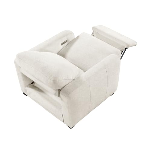 Lexicon Modern Power Recliner Chair with One-Touch Control and Charging Ports, Chenille Home Theater Seating, Wall-Hugger Reclining Chair for Living Room/Bedroom/Office, Easy Assembly, Beige