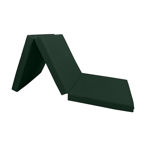 D&D Futon Furniture Trifold Foam Beds, Floor Tri-Fold Bed, Foldable Shikibuton Mattress Cushion Topper Mat for Space Saving Sleepover 3x27x75 in, Hunter Green D&D Futon Furniture