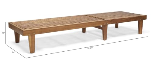 LUMISOL Outdoor Chaise Lounge Chair, Acacia Wood Frame Sunbathing Pool Lounger with 5-Position Adjustable Backrest, Patio Portable Reclining Lounger Chair for Deck, Poolside, Yard, Teak