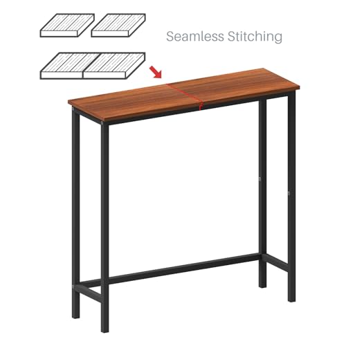 HollyHOME Narrow Console Table, 29.5" Slim Entryway Table, Sofa Stand, Hallway Shelf for Hallway, Bedroom, Living Room, Foyer, Canyon Walnut HollyHOME