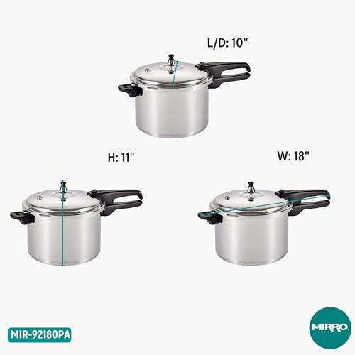 Mirro 92180A Polished Aluminum 10-PSI Pressure Cooker Cookware, 8-Quart, Silver - Mirro