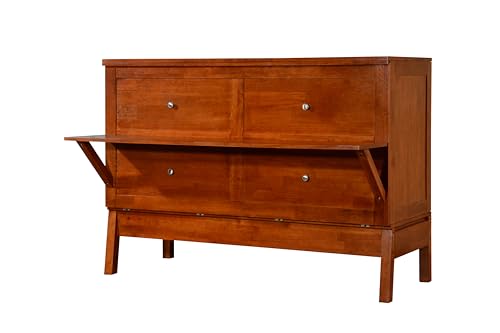 Mega Solutions Amalfi Murphy Cabinet Chest Desk Bed with Drawers & USB Charging Station (Queen Size, Cherry) Mega Solutions