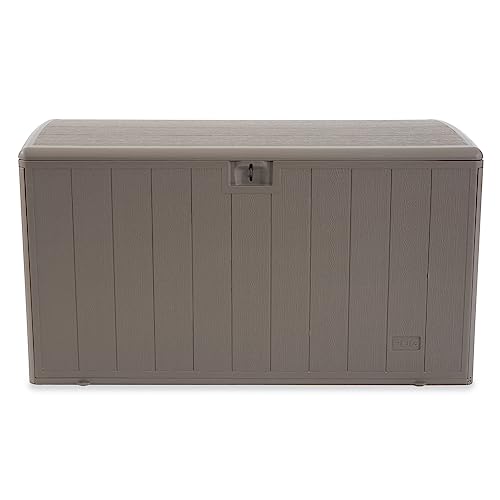 Plastic Development Group 130 Gallon Multipurpose Outdoor Backyard Patio Storage Deck Box Container with Soft Close Lid, Gray Plastic Development Group